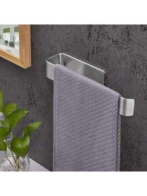 Paslanmaz Çelik Havluluk 27CM Uzun - Kendinen Yapışkanlı - Havlu Askısı Model: Stuttgart
