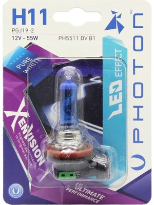 Ampul H11 12V 55W Xen Vision (Tekli Blister) (Beyaz Işık) 6000K