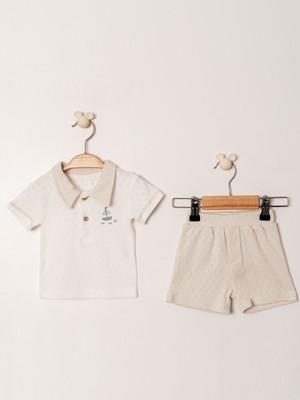 Kidaxi Jakarlı Yakalı 2’li Erkek Bebek Takımı | Şık ve Rahat Tasarım | 3-24 Ay