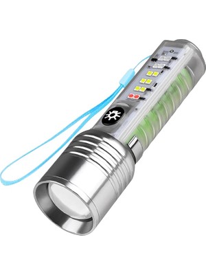 Çakarlı Ledli Şarjlı 9 Uv Işıklı Sos Acil Durum Anahtarlık Mini El Feneri 130 Lümen 3W 47740