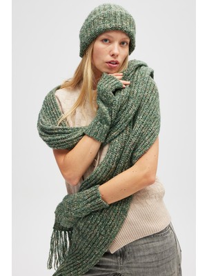 Peraluna Yumuşak Dokulu Unisex Bere - Yeşil Melanj