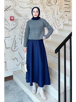 Lamelif Örgülü Kazak Antrasit