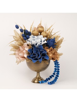 TASARIMHMODA Yapay Çiçekli Antik Yuvarlak Vazo No:11