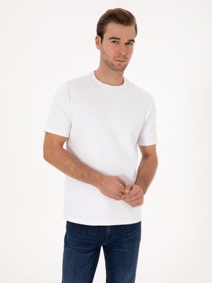 Cacharel Erkek Beyaz Regular Fit Modal Karışımlı Bisiklet Yaka T-Shirt 50311305-VR013