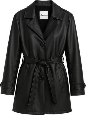 Baselco Premium Içi Kürklü Deri Trençkot - Şık ve Sıcak Tasarım Uzun Kol Erkek Slim Fit