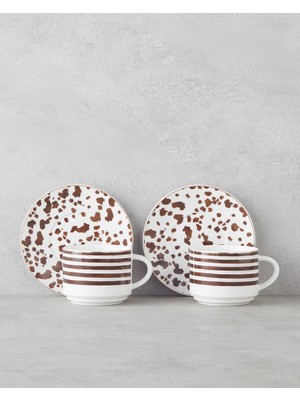English Home Sedona New Bone China 4 Parça 2 Kişilik Çay Fincanı Takımı 230 ml Kahverengi