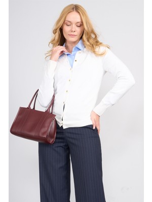 Çetinkaya Fithit 2312 Kadın Bisiklet Yaka Viskon Triko Hırka Ekru