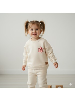 Asyaden Baby Kız Bebek Kız Çocuk Erkek Bebek Erkek Çocuk 2/5 Yaş Kar Tanesi Baskılı Yılbaşı 2'li Alt Üst Takım