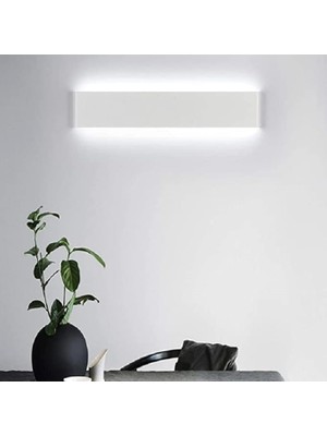 Dekoratif Çift Yönlü Duvar Aplik - Beyaz Kasa - 34X11CM (6500K Beyaz Işık)