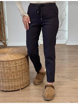 Double TT Kadın Full Likralı Beli Bağçıklı Süper Rahat Duble Paça Bilek Boy Üst Düzey Pantolon