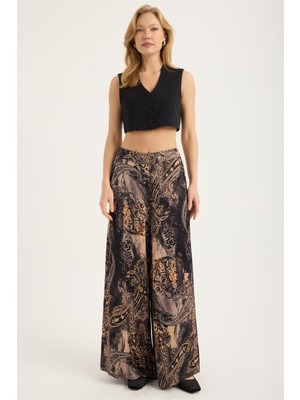 Home Store Şal Desenli Geniş Pantolon