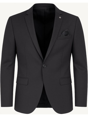 Plus Scorpion  Erkek Siyah Blazer Ceket – Italyan Kesim, Tek Düğmeli, Tek Yırtmaçlı Şık Klasik Model
