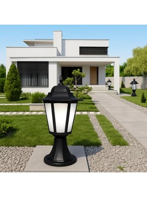 Klas Set Üstü Bahçe Aydınlatma | 42 cm Siyah Dış Mekan Aplik Yol Lambası | IP54 E27 Duylu Direk Tipi Bahçe Lambası (1 Adet)