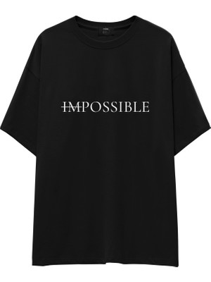 The Lucid Lab Impossıble  Oversize Tişört - Siyah