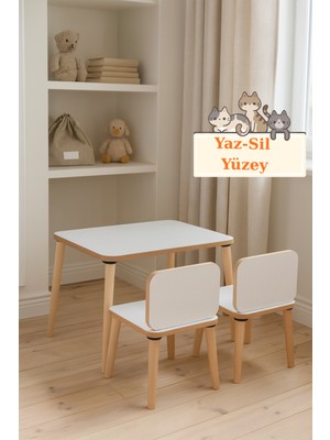 Mesavista Çocuk Aktivite Masası, Etkinlik Masası, Çocuk Düz Çalışma Masası- Sandalye Takımı Yaz- Sil Yüzey