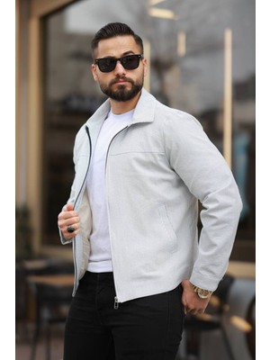 Baselco İnce Çizgili Gofre Kumaş Kırışmaz Mevsimlik Ceket Erkek Slim Fit Tasarım