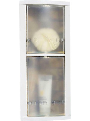 Misda Store Iki Gözlü Dönerli Banyo Köşe Rafı Şeffaf S-03