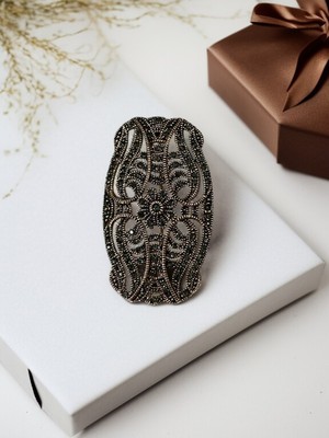 Fayra Accessories Zirkon Taşlı Papatya Motifli Broş