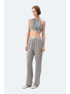 İkikız  Gri Crinkle Pantolon