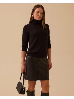 Seçil 10002521710001 Kol Ucu ve Etek Ucu Lastikli Tam Balıkçı Triko Bluz