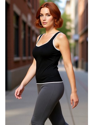 PayBuy Kadın Kahverengi Kare Yaka Bodycon Ince Triko Bluz Kalın Askılı Günlük Kullanım Için Ideal