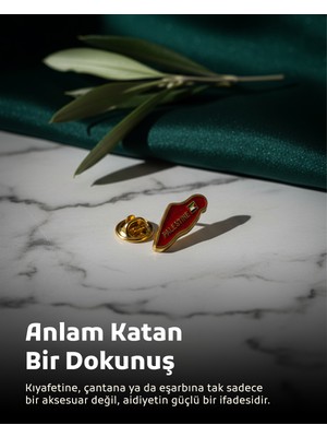 Filistin Haritası Içinde Bayrak & "palestıne" Kırmızı Rengi Yaka Rozeti A300047