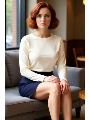 FRM Kadın Vücuda Oturan Kayık Yaka Uzun Kollu Pamuklu Üst Kaliteli Şık Rahat Modern Zarif Günlük