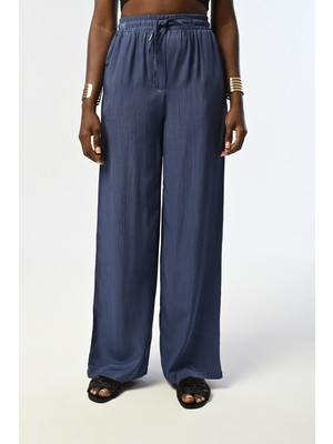 Orfeonegro Kadın Beli Lastikli Bol Paça Indigo Pantolon