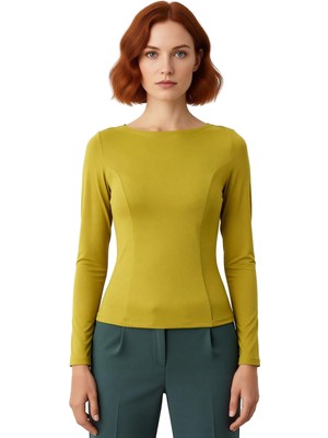 Ersefa Kadın Düşük Kollu Kayık Yaka Esnek Örme Bluz Kaliteli Şık Rahat Modern Zarif Günlük