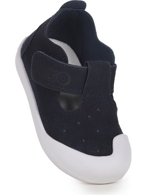 Kiko Kids Elroy İlk Adım Cırtlı Kız Bebek Ayakkabı Lacivert Tekstil Taban Düz Topuk