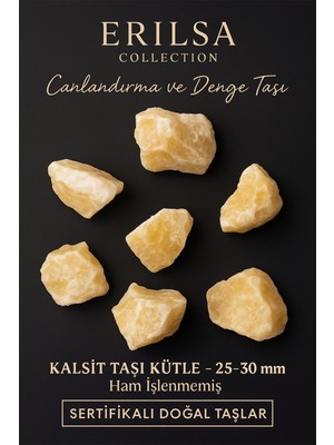 Erilsa Sertifikalı Ham Işlenmemiş Bal Kalsit Taşı Kütle 25–30 mm Doğal – Canlandırma ve Denge Taşı