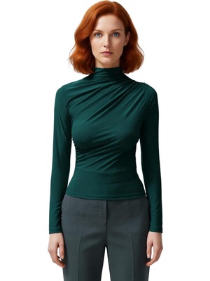 Ersefa Moda Kare Yaka Örme Slim Düz Desen Casual Günlük Crop Kısa Kol Bluz