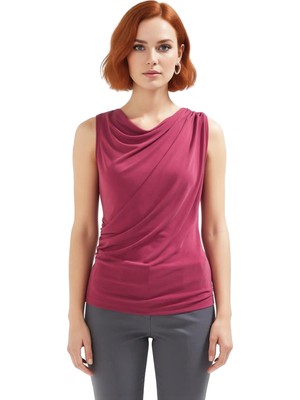 Ersefa Kadın Modal Karışımlı Degaje Yaka Kolsuz Bluz Konforlu ve Şık Günlük Stil Kaliteli Şık Rahat