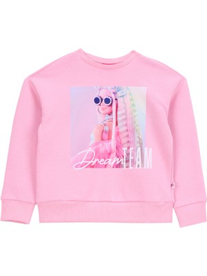 Barbie Baskılı Kız Çocuk Pembe Sweatshırt BRB5WG-SWT6023