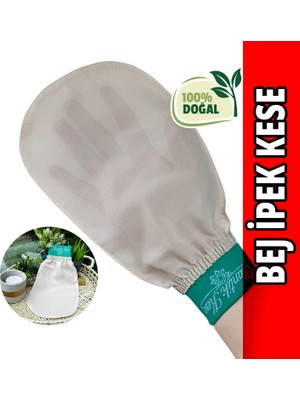 Otantik Kese Bej İpek Banyo Kesesi, Kimyasal İçermez, Doğal Peeling ve Cilt Temizliği