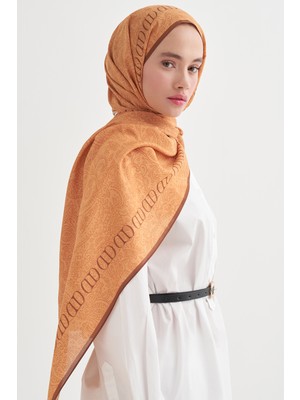 Carell Elenora Monogram Floş Şal Turuncu