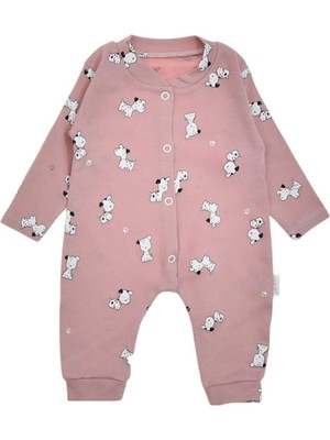 Dinamik çocuk Unısex Bebek Köpek Baskılı Çıtçıtlı Yenidoğan Bebek Tulumu %100 Pamuk Esnek
