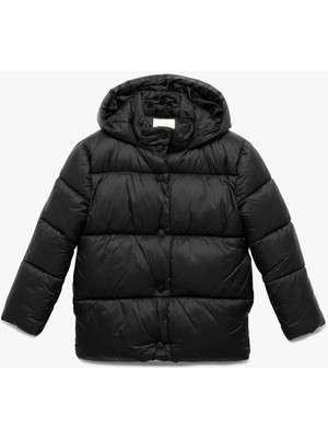 Koton Uzun Kollu Çıtçıt Kapamalı Kapşonlu Şişme Mont