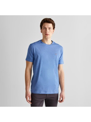 Gant Erkek Mavi Regular Fit Bisiklet Yaka Çizgili T-Shirt