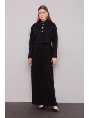 Lêvi D'or Siyah Düz Kesim Palazzo Pantolon