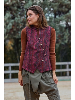 Los Banditos Hakim Yaka Çapraz Düğmeli Kolsuz Bluz