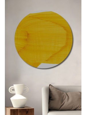 Teona Ahşap Dekoratif Ahşap Yuvarlak Tablo Sarı Dalgalar