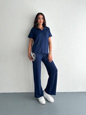 Bella Breeze Kadın Modal Kumaş Kısa Kollu Polo Yaka T-Shirt Eşofman Takımı