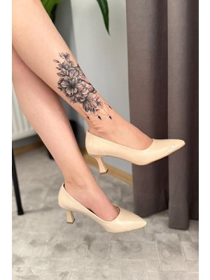 Preshley Kadın Sity Bej Rugan 6 cm Ince Topuklu Stiletto
