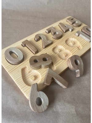 Tiny Wood Doğal Ahşap Eğitici Sayılar Seti | Montessori Matematik Oyuncak 0-9 | El Yapımı Puzzle