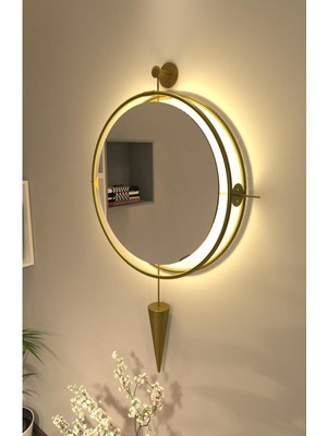 Wallover Design Lustra Gold - Büyük Boy - Kablosuz Ledli Dekoratif Ayna – Modern Dekoratif Ayna