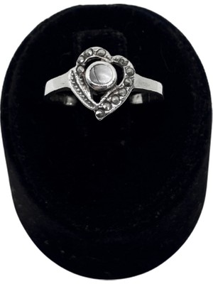 Oya Silver Markazit Çevrili Kalp Gümüş Kadın Yüzük