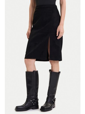 Only Onloline Regular Fit Suni Deri Yırtmaçlı Etek Bayan Etek 15357433