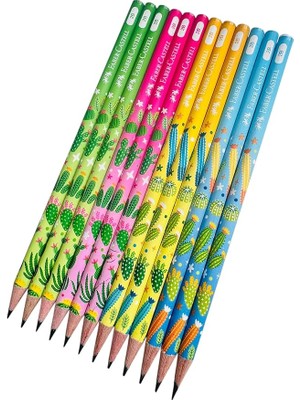 Kaktüs Desenli Kurşun Kalem Seti, 2b, 12 Adet, Renkli