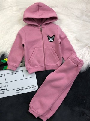 Narin Kids Kuromi Detaylı Kapüşonlu 3 Iplik Şardonlu Kız Çocuk Takım